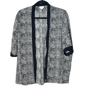 Jacqueline Smith white and black open front lousy jacket size small S B161